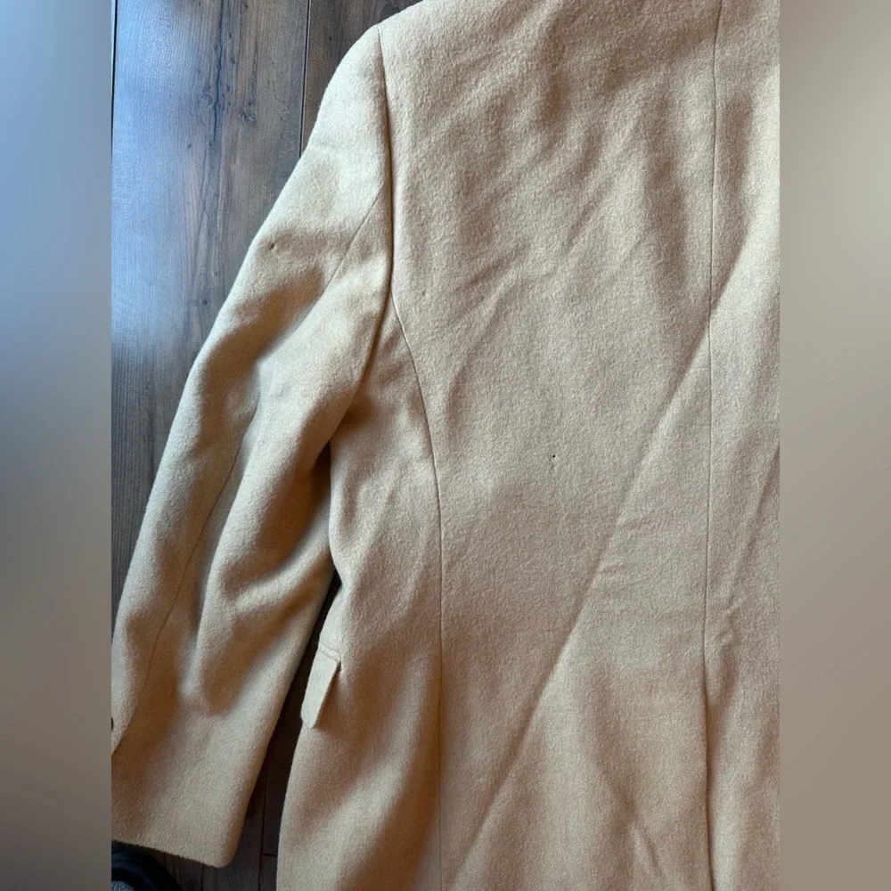 VTG Jos A Bank Camel Hair Coat Mens 43R Tan Wool Overcoat Classic Flawed